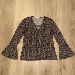 Michael Kors Flowery print longsleeve blouse bell sleeves - size Small